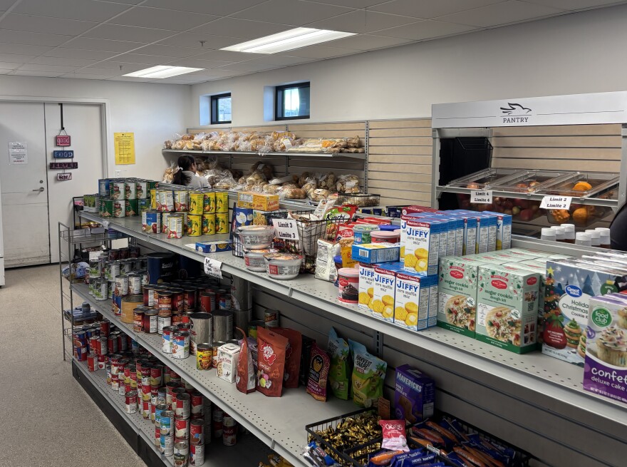 Stocked shelves at the Christian Center of Park City's food pantry on April 9. Each year, the organization's services see an increase in demand during the shoulder season.