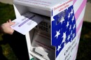 A detailed view of the Flatiron Marketplace Ballot Drop Box as a voter drops off their ballot.