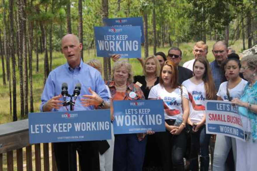 Gov. Rick Scott touts his environmental platform at Wekiwa Springs State Park. Photo by Amy Green