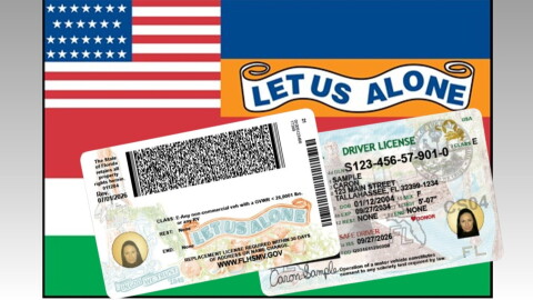 images of the 1845 flag and new driver's licenses 