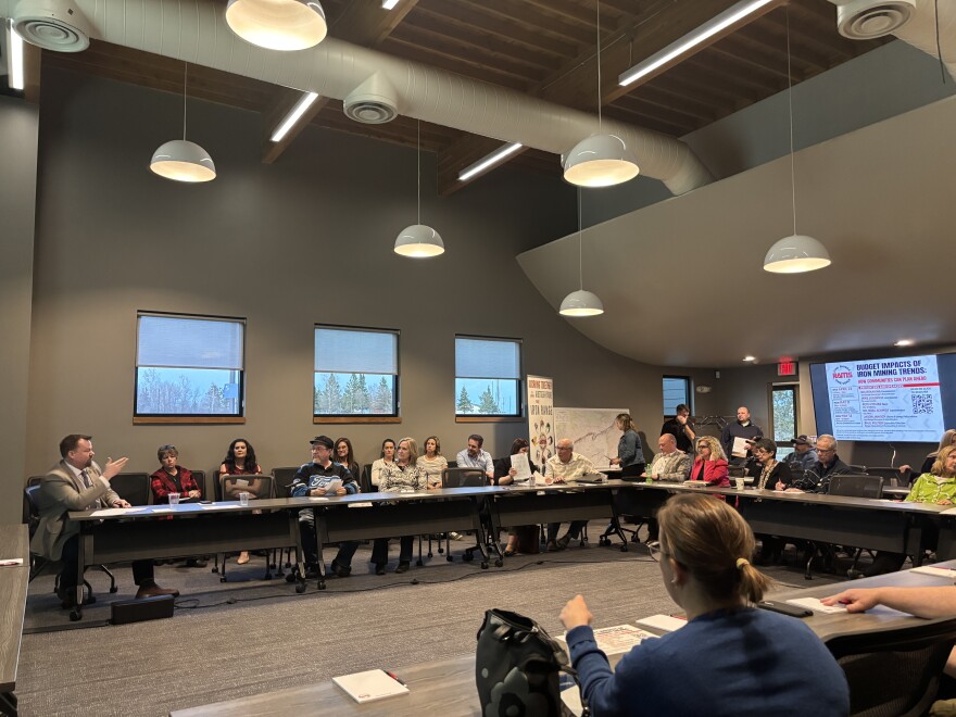 Iron Range leaders gathered April 22, 2026, in Chisholm to discuss the budget impacts of a downturn in mine production.
