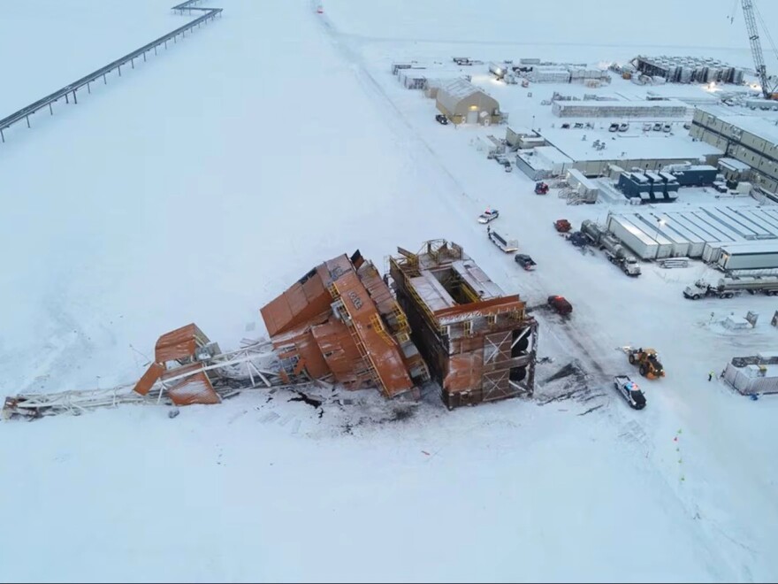 Doyon Rig 26 after it toppled over on Jan. 23, 2026.