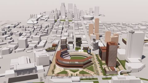 The main proposal for a new Royals stadium in Kansas City, Missouri, would be at what’s currently Washington Square Park, across Main Street from Union Station.