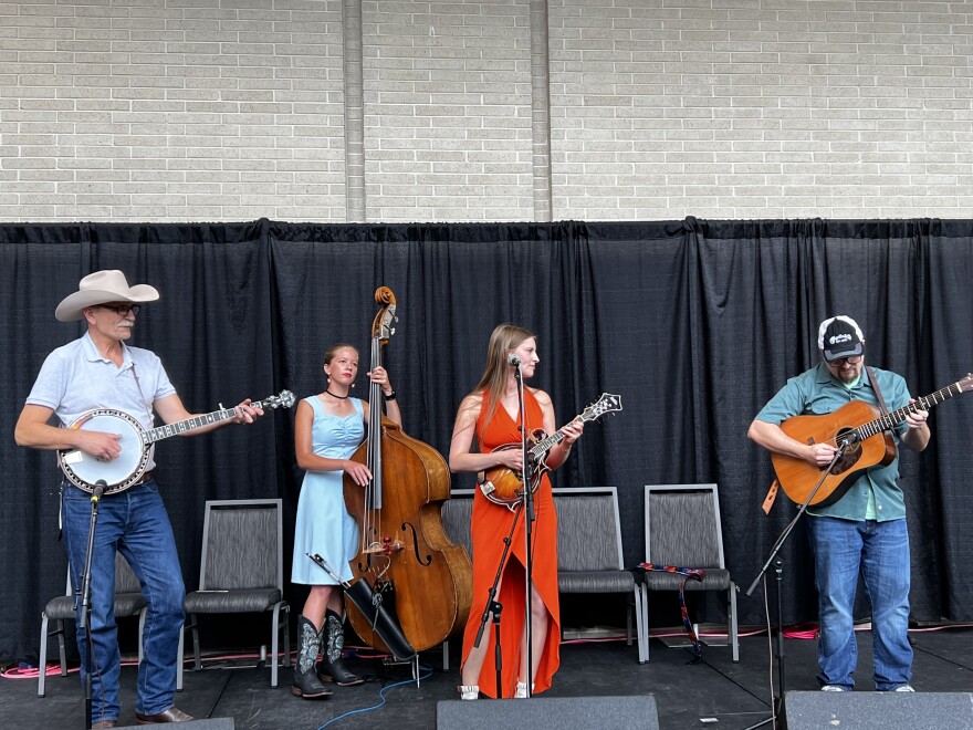 Poland's Karolina Bulas performs on the International Stage during the IBMA World of Bluegrass conference.