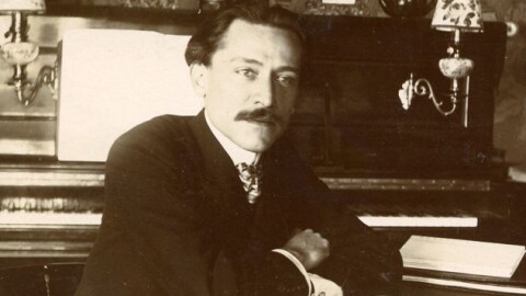 Joseph Canteloube at his desk.