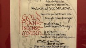 The lyrics to 'We Three Kings' framed at Christ Episcopal Church in Williamsport.
