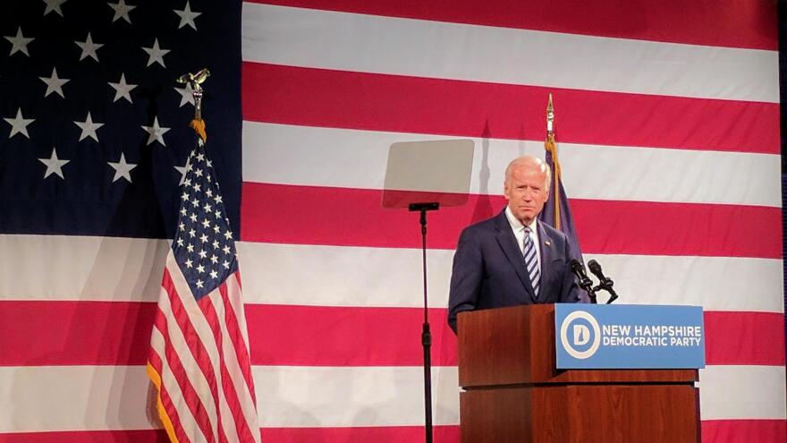 Vice President Joe Biden, speaking in Manchester in May of 2017 when he said he was "not running," plans to launch his 2020 bid for the White House tomorrow, the AP reports.