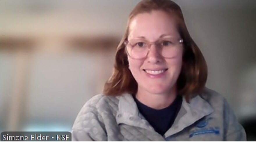 Simone Elder of the Kansas Sampler Foundation (and Agora: The Gathering Place in Leoti, KS).