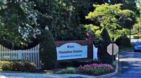 The entrance to Matthews Glen, formerly Plantation Estates, on Matthews Township Parkway.