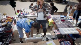 Members of Occupy Austin set up a food table on Friday.