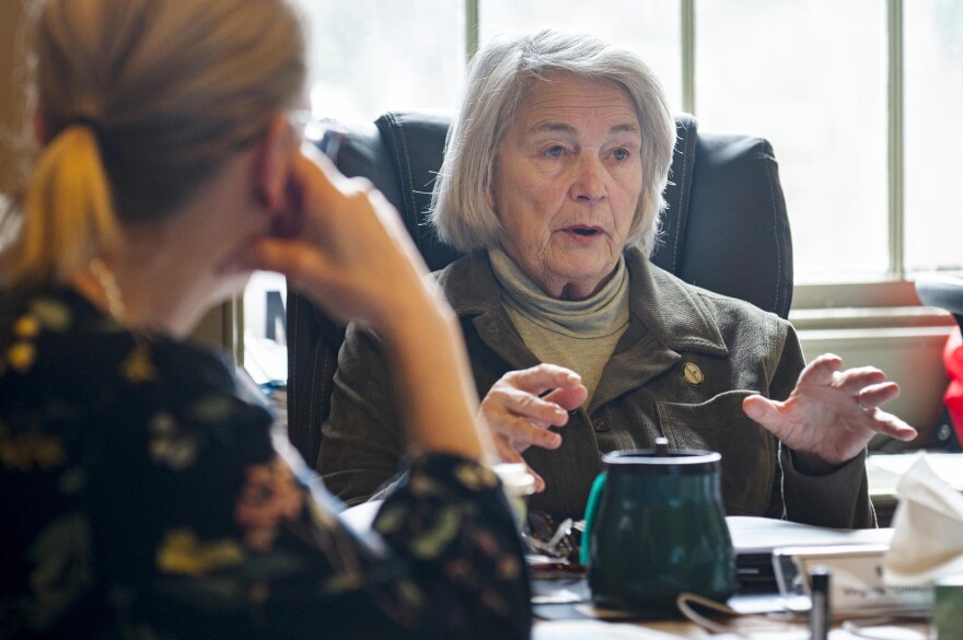 Sen. Ginny Lyons, D-Chittenden Southeast, presides as chair of the Senate Health and Welfare Committee at the Statehouse in Montpelier on Wednesday, April 16, 2025.