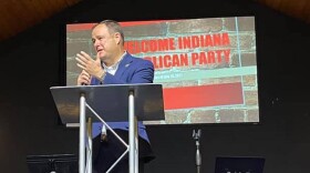 Kevin Boehnlein speaks at a Republican caucus to replace retiring Sen. Ron Grooms (R-Jeffersonville).