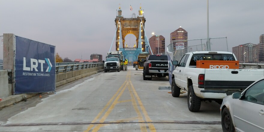 Contractors start their day on the Roebling in December, 2021