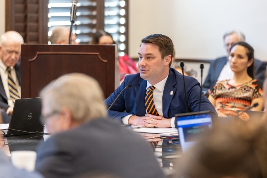Oklahoma House Speaker Kyle Hilbert, R-Bristow, speaks during an April 15, 2025, committee meeting.