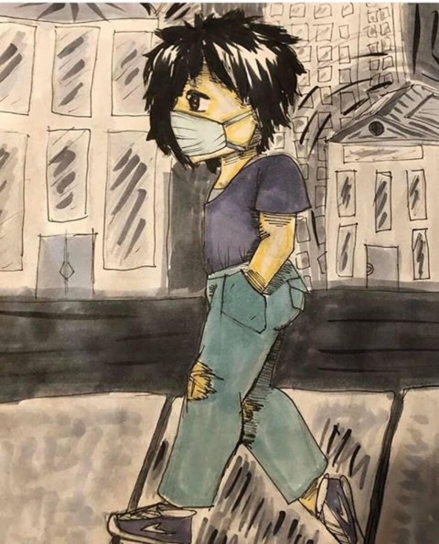 Elizabeth Waugh-Duford, a mother in Chapel Hill, worries about the anxiety her children are experiencing from the pandemic. Art is one of the main ways her 13-year-old daughter, Stella, has been coping.