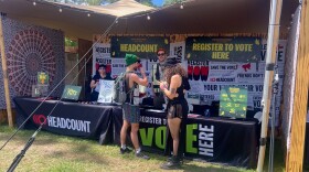 HeadCount volunteers register voters at the Okeechobee Music Festival.