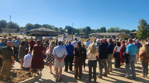 A crowd gathered at the groundbreaking for the Child Advocacy Center's new building on W. Elfindale in Springfield, Mo. on October 12, 2026.