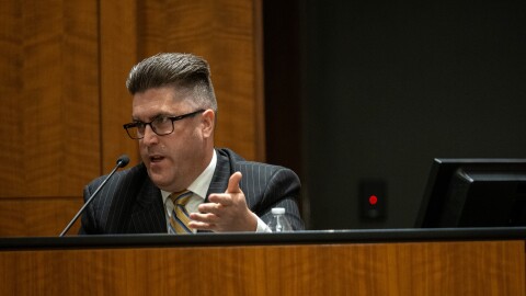 Utah Department of Public Safety agent David Hull testifies during a preliminary hearing for Tyler Robinson, the Utah man accused of fatally shooting Charlie Kirk, in Provo, July 7, 2026.