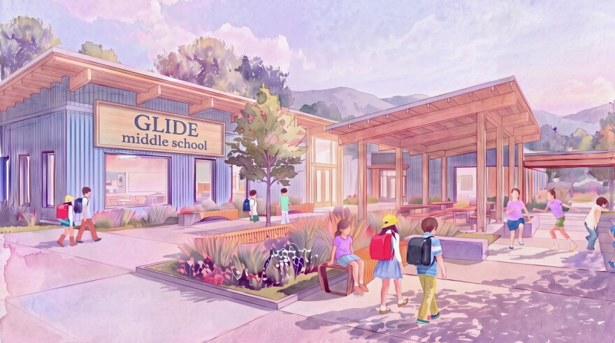 An artist rendering of a proposed middle school 