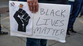 People march through the streets after the guilty verdict was announced for former police officer Derek Chauvin in Atlanta.