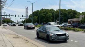 Traffic moving down Hampton Boulevard in Norfolk. (Photo by Connor Worley)