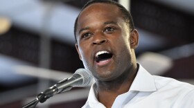 Kentucky Republican candidate for Attorney General Daniel Cameron addresses the audience gathered at the Fancy Farm Picnic in Fancy Farm, Ky., Saturday, Aug. 3, 2019.