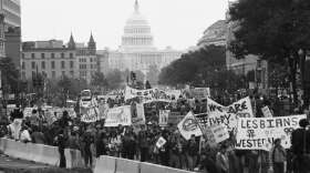 In 1979, thousands s march down Pennsylvania Avenue to dramatize their plea for equal rights.  