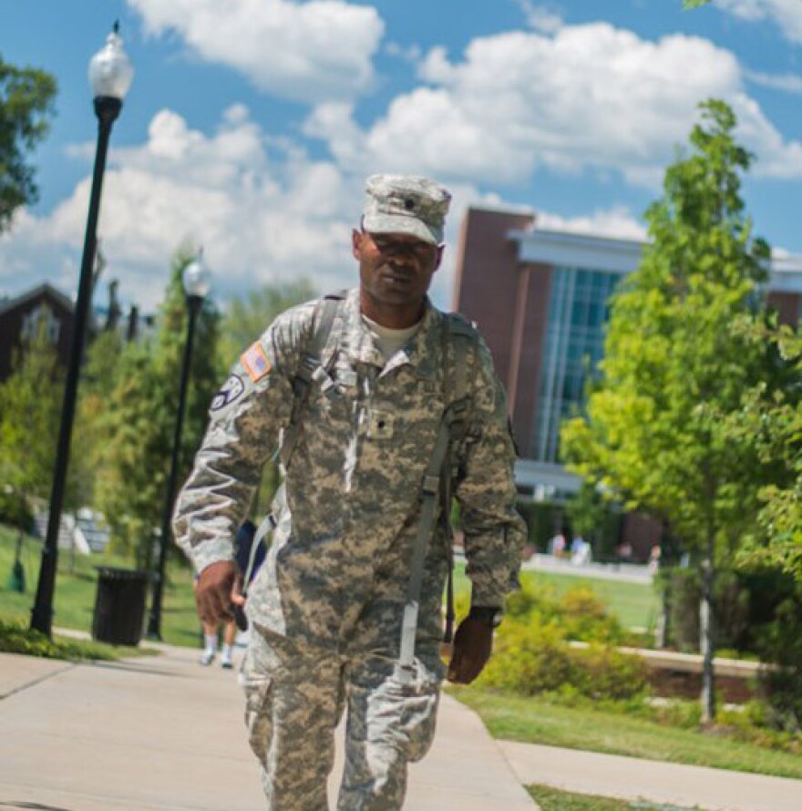 A student-soldier on the UTC campus