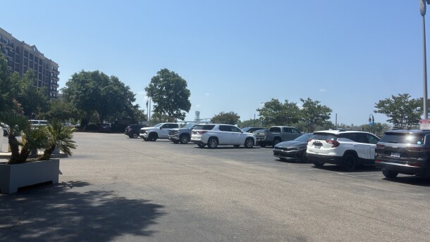 A parking lot near the riverwalk in downtown Wilmington