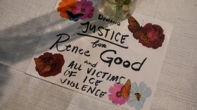 A vigil for Renee Good and other victims of ICE violence is held on the steps of the Alton Lennon Federal Building in downtown Wilmington on January 14, 2025. Community members listened as organizers with Siembra NC and elected officials spoke and honored the victims.