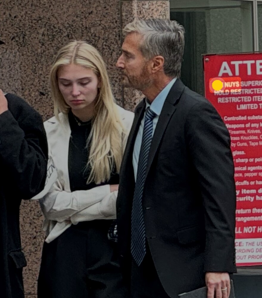 Peter Grossman (pictured with daughter Alexis on May 17, 2024) testified in the civil trial brought by the Iskander family over the wrongful death of their sons