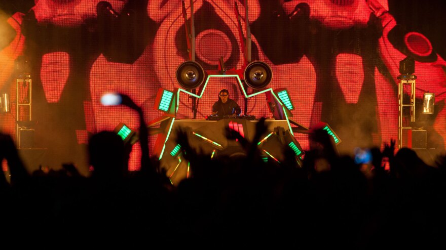 Skrillex performs at the Virgin Mobile FreeFest in Columbia, Md. on October 6.