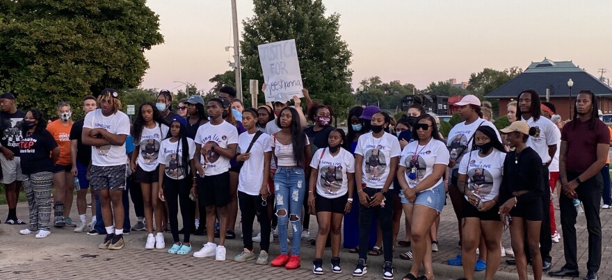 Family, friends, and community members gathered to remember SIUC Student Keeshanna Jackson Tuesday at a rally to end gun violence