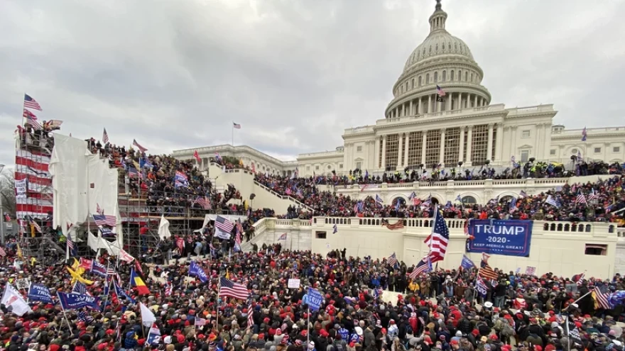 Rioters loyal to President Donald Trump breach the Capitol in Washington, Jan. 6, 2021. 