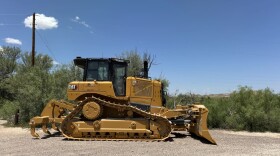 A bulldozer is seen in Big Bend National Park, where border barriers are planned.