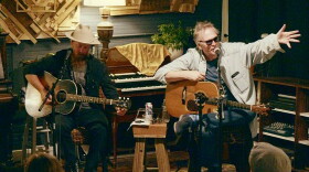 Lew Card, left & Roger Alan Wade, right in The Woodshop.