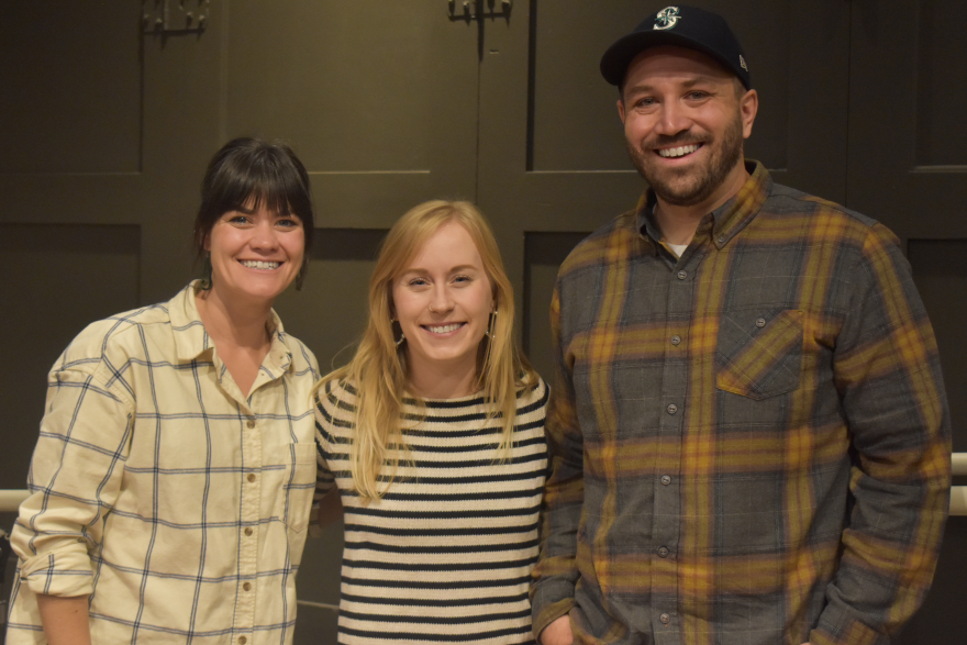 Jackie Caro, Caitlin Sprague and Jayson Orth of Terrain 14 in the SPR performance space