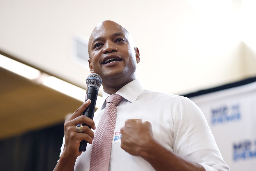 Maryland Democratic gubernatorial nominee Wes Moore addresses a campaign rally at the Stamp Student Union on the campus of the University of Maryland on October 26, 2022 in College Park, Maryland.