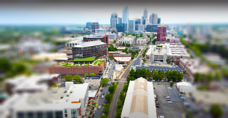 Graphic aerial view of South End at the intersection of South Boulevard and Park Avenue.