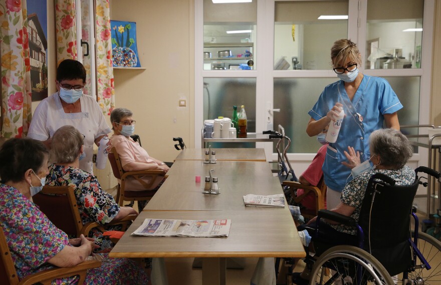 Health workers in a retirement home.