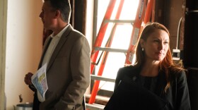 Senator Martin Heinrich (left) and Representative Melanie Stansbury (right) tour the Gateway Center located at the Gibson Health Hub.