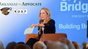 Olivia Walton, Crystal Bridges Museum of American Art board chair, speaks during a lecture at the Bentonville museum on Sept. 30, 2026.