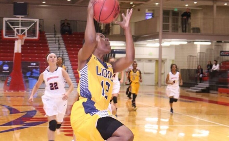 Sophmore guard Princess Davis goes for a layup against CSU-Pueblo.