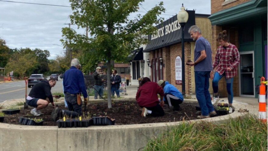 Community planting day at site of educational sign and future historic marker