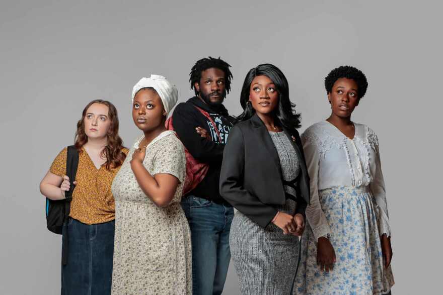 The cast of ‘Confederates’ (from left to right) consists of Laura McKennan, Moriah Cary, Peterly Jean-Baptiste, Jazzmin Carson and Canela Vasquez.