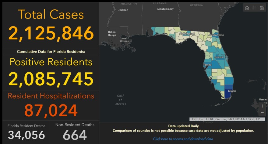 Florida Dept. of Health COVID-19 dashboard