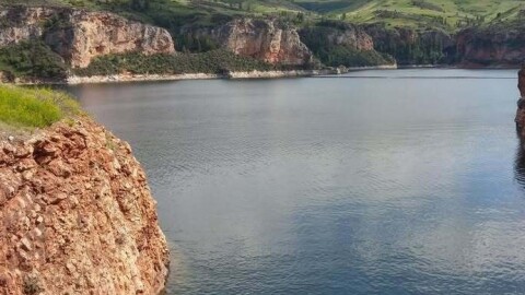 Bighorn Lake from the top of Yellowtail Dam