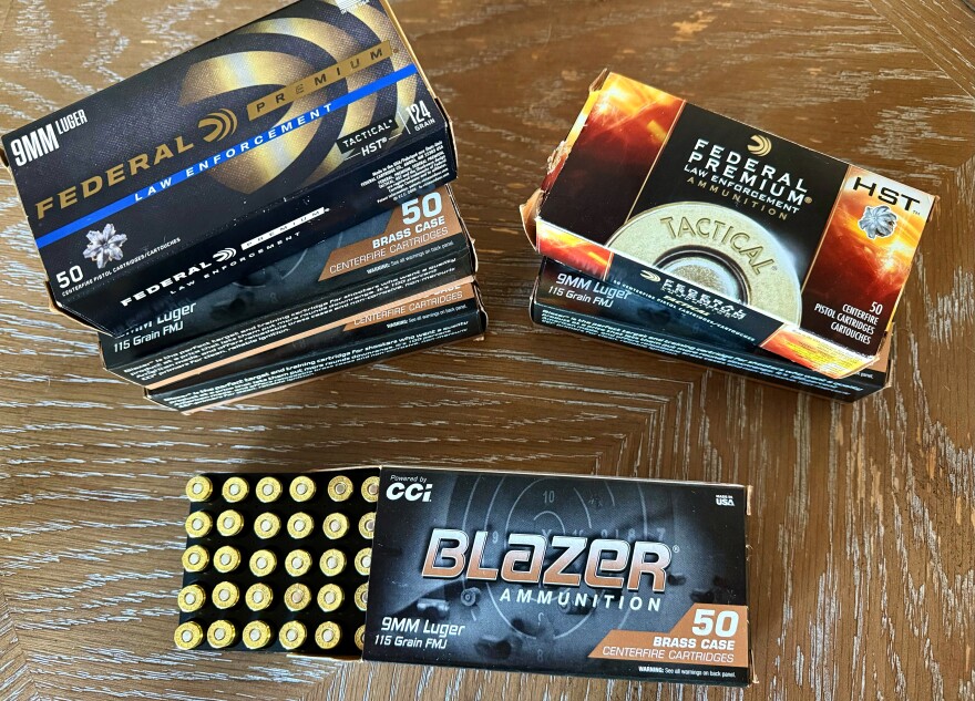 Boxes of 9mm handgun ammunition 