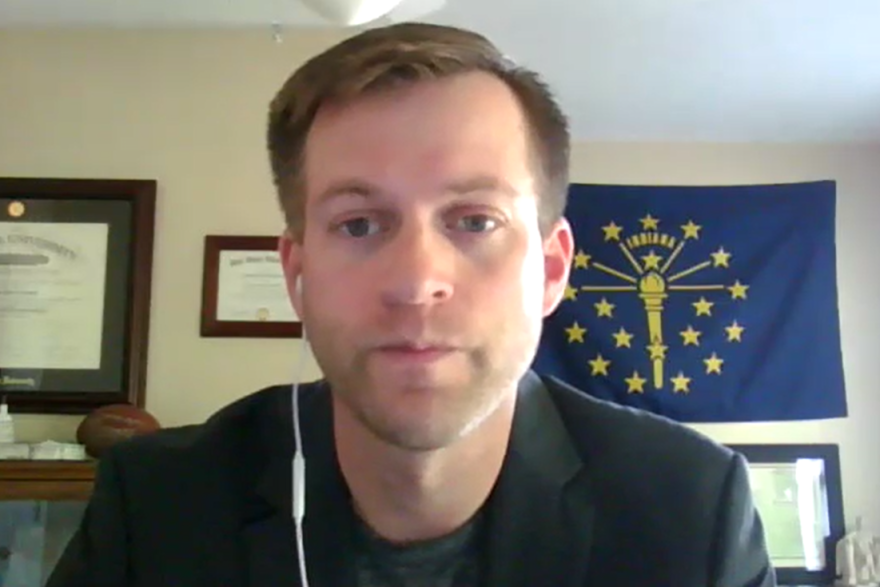 Josh Richardson, chief of staff for Indiana's Department of Workforce Development, on a Zoom call.