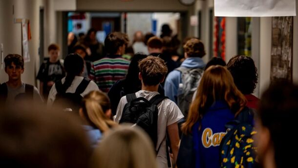 Students walk through the hallway at Lago Vista High School on Sept. 9, 2025 in Lago Vista.